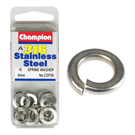 Champion Spring Washers- Fasteners S/S 8mm CSP30 Screws and Nuts Champion