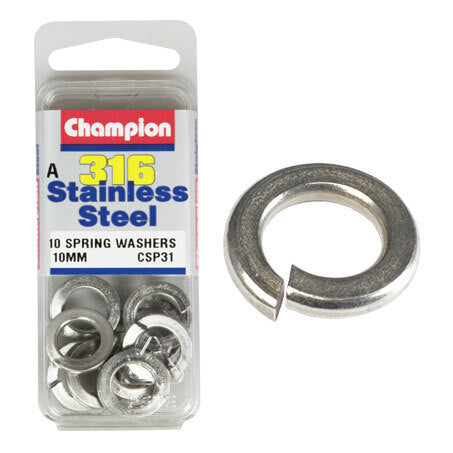 Champion Spring Washers- Fasteners S/S 10mm CSP31 Screws and Nuts Champion