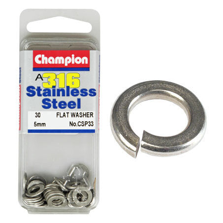 Champion Flat Washers- Fasteners S/S 5mm CSP33 Screws and Nuts Champion