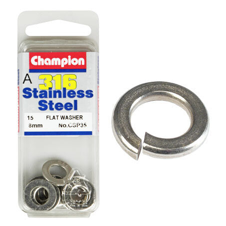 Champion Flat Washers- Fasteners S/S 8mm CSP35 Screws and Nuts Champion