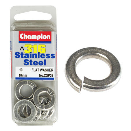 Champion Flat Washers- Fasteners S/S 10mm CSP36 Screws and Nuts Champion