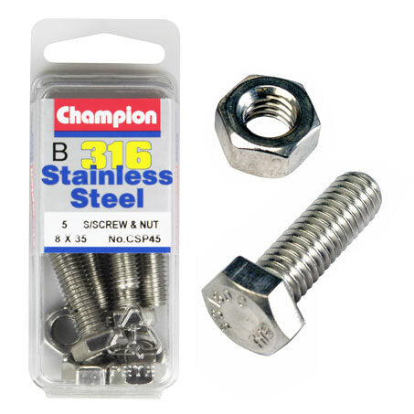 Champion Screws and Nut Set 8mm x 35mm CSP45 Screws and Nuts Champion