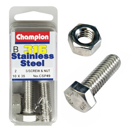 Champion Screws and Nut Set 10mm x 35mm CSP49 Screws and Nuts Champion