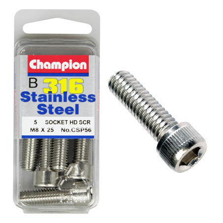 Champion Socket Head Screws 8mm x 25mm CSP56 Screws and Nuts Champion