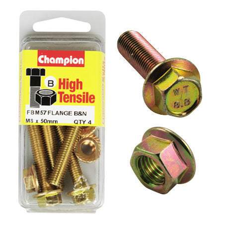 Champion Blister Flange Bolts and Nuts M8 x 50mm-FBM57 Screws and Nuts Champion