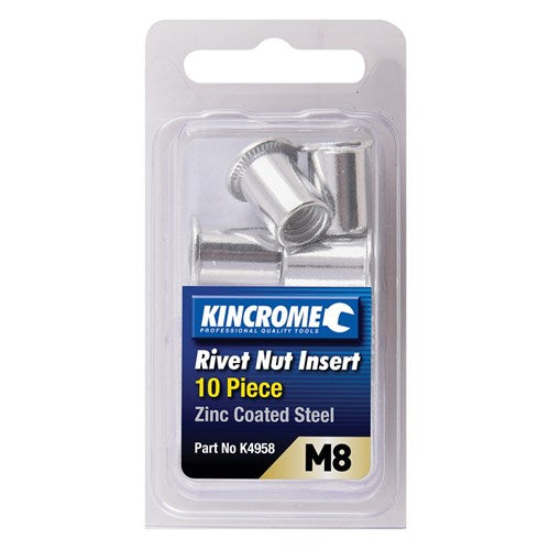 Kincrome Rivnut Zinc Steel M8 10 Pce K4958 Rivet Nut Kincrome