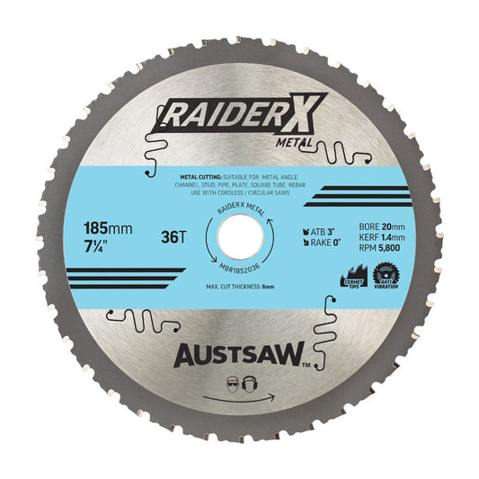 Austsaw RaiderX Metal Blade 185mm x 20 x 36T MBR1852036 Blades Austsaw