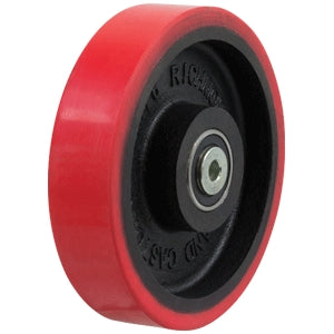 Red Poly 200mm Tyre- Cast Iron Centered Wheel 1" Bore PU876-1 wheel Richmond Rolling Solutions