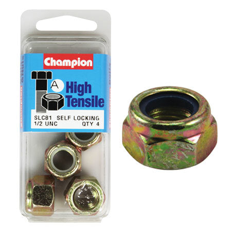 Champion Blister Nyloc-Self Locking Nuts 1/2 “-SLC81 Screws and Nuts Champion