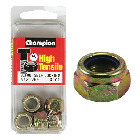 Champion Blister Nyloc-Self Locking Nuts 7/16“-SLF80 Screws and Nuts Champion