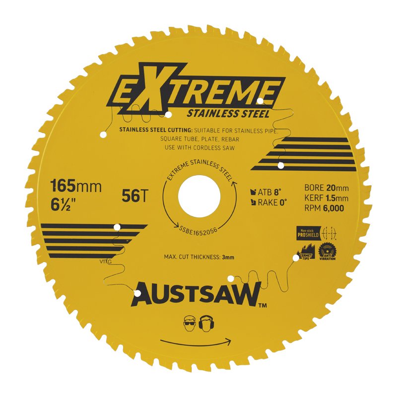 Austsaw Extreme Stainless Steel Blade 165mm x 20 x 56T SSBE1652056 Blades Austsaw