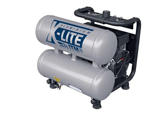 X-LITE AIR COMPRESSOR SILENT 2HP ALUMINIUM TWIN TANK 16L FAD 125L/MIN TM350-20016 Pick Up In Store Compressor X-Lite