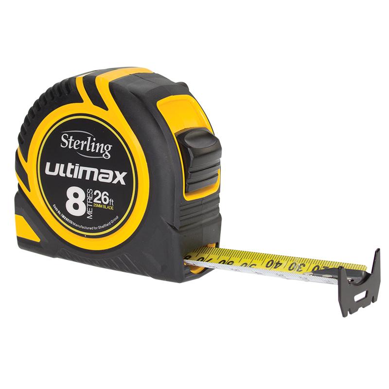 Sterling Ultimax Tape Measure 8m/26ft x 25mm Met/Imp TMX8025I Tape Measure Sterling