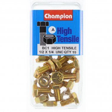 Champion Fully Threaded Set Screws and Nuts 1/2” x 1/4 BC1 Screws and Nuts Champion