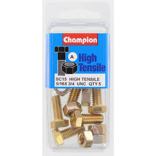 Champion Fully Threaded Set Screws and Nuts 3/4” x 5/16 BC15 Screws and Nuts Champion