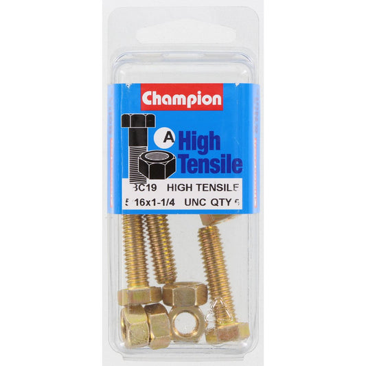 Champion Fully Threaded Set Screws and Nuts 1-1/4” x 5/16 BC19 Screws and Nuts Champion