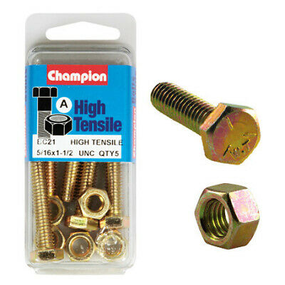 Champion Fully Threaded Set Screws and Nuts 1-1/2” x 5/16 BC21 Screws and Nuts Champion