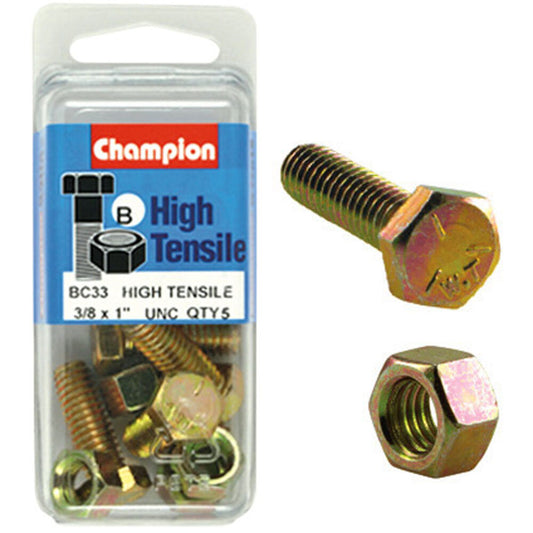 Champion Fully Threaded Set Screws and Nuts 1” x 3/8 BC33 Screws and Nuts Champion