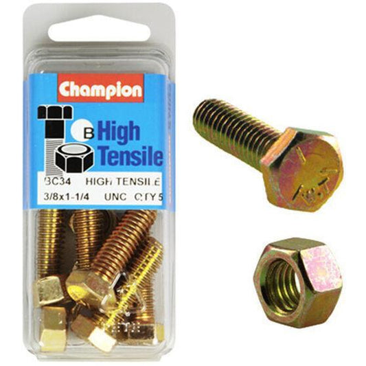 Champion Fully Threaded Set Screws and Nuts 1-1/4” x 3/8 BC34 Screws and Nuts Champion