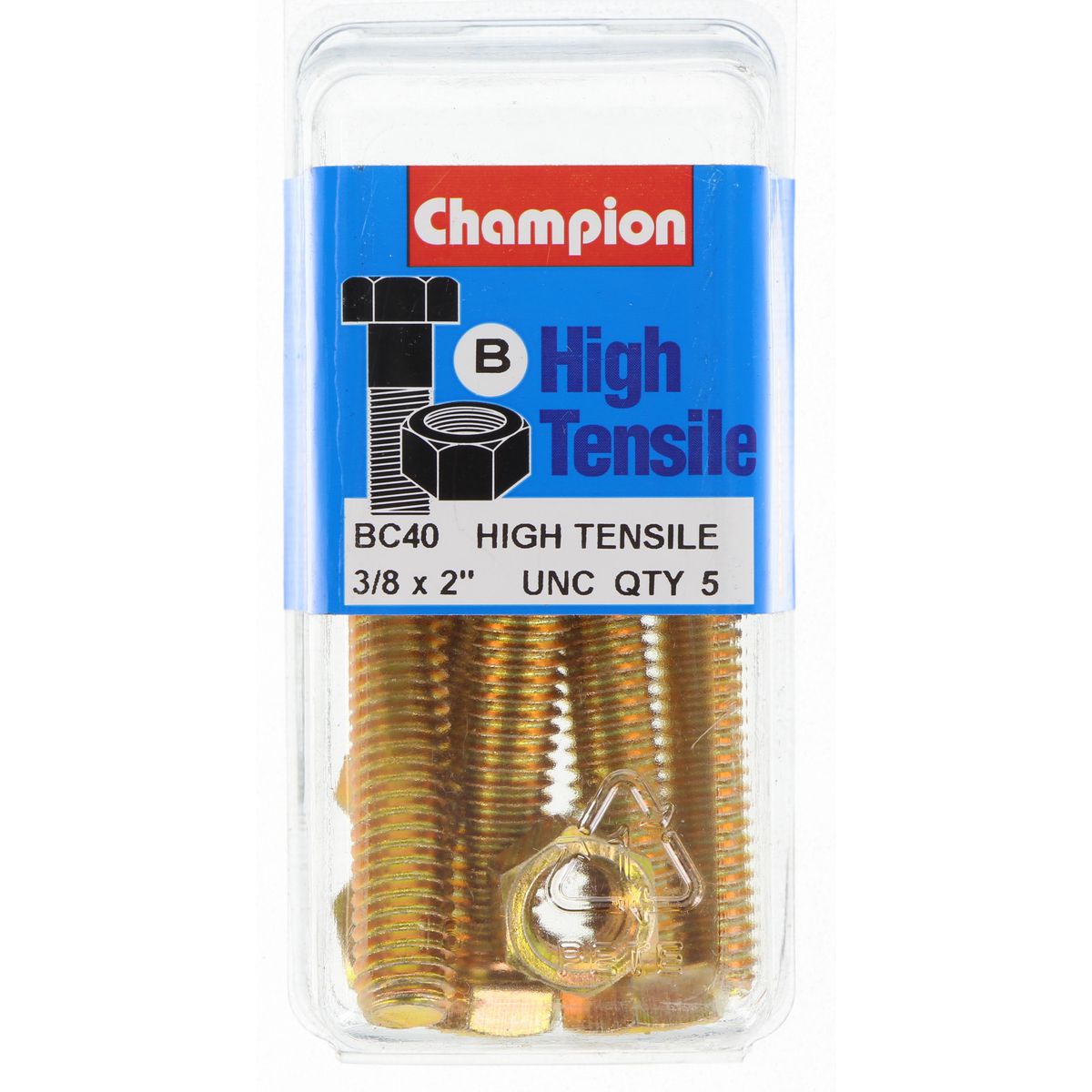 Champion Fully Threaded Set Screws and Nuts 2” x 3/8 BC40 Screws and Nuts Champion