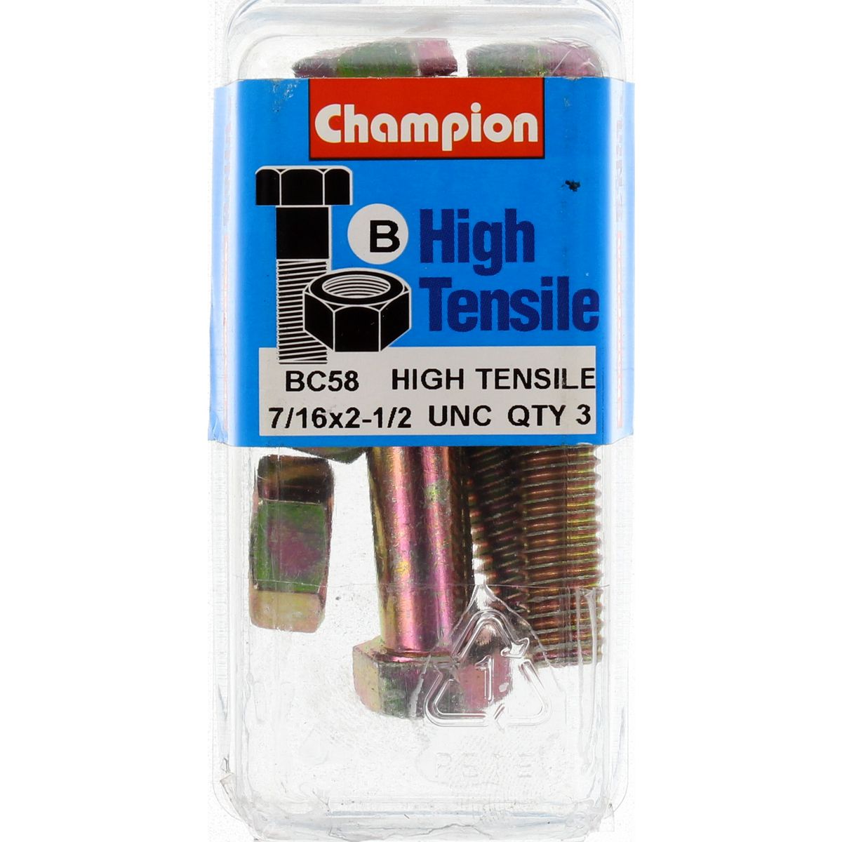 Champion Bolt and Nuts 2-1/2” x 7/16 BC58 Screws and Nuts Champion