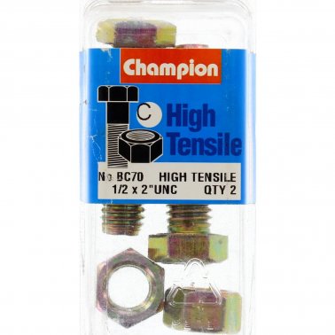 Champion Fully Threaded Set Screws and Nuts 2” x 1/2 BC70 Screws and Nuts Champion