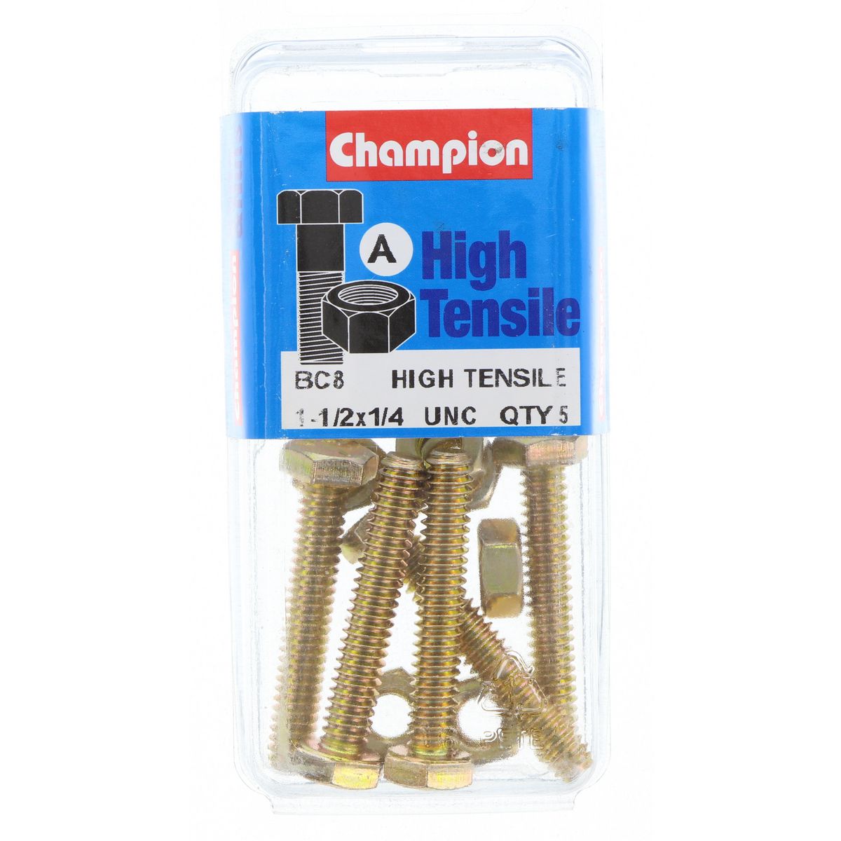 Champion Fully Threaded Set Screws and Nuts 1-1/2” x 1/4 BC8 Screws and Nuts Champion