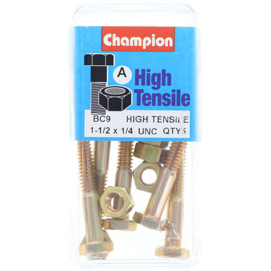 Champion Bolt and Nuts 1-1/2” x 1/4 BC9 Screws and Nuts Champion