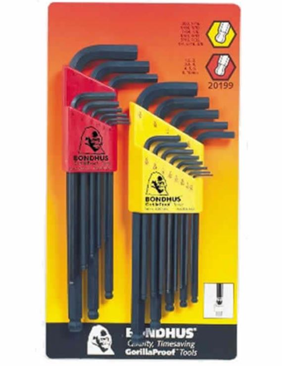 Bondhus Hex Key 22 Piece Pack - 10937 & 10999 Metric & Imperial BD20199 Hex Key Bondhus