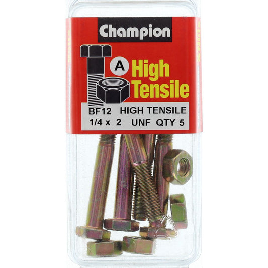 Champion Fully Threaded Set Screws and Nuts 2” x ¼ BF12 Screws and Nuts Champion