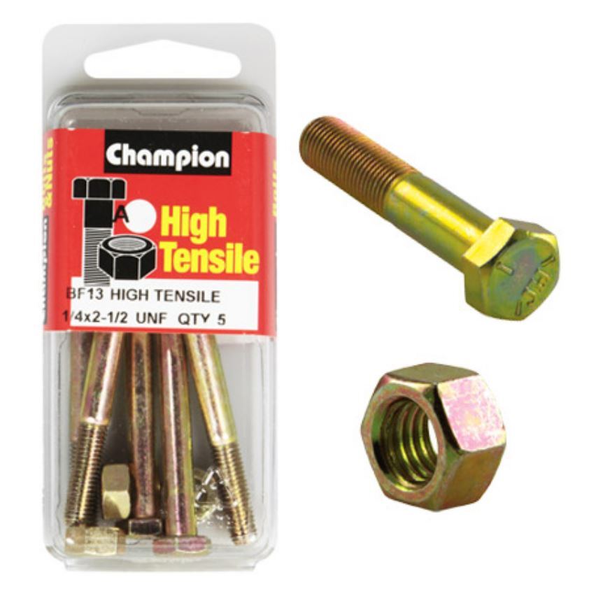 Champion Fully Threaded Set Screws and Nuts 2-1/2 x ¼ BF13 Screws and Nuts Champion