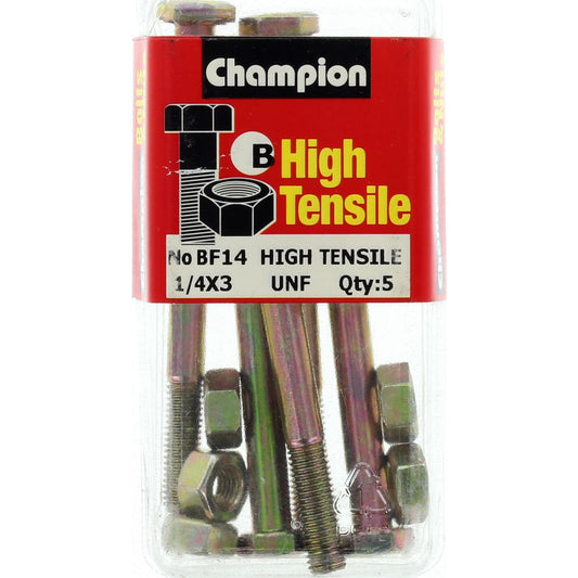 Champion Fully Threaded Set Screws and Nuts 3” x ¼ BF14 Screws and Nuts Champion