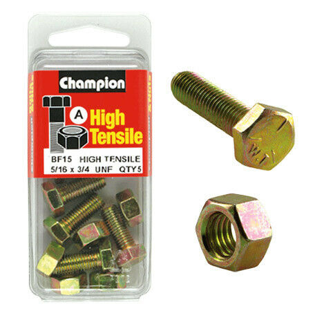 Champion Fully Threaded Set Screws and Nuts 3/4 x 5/16 BF15 Screws and Nuts Champion