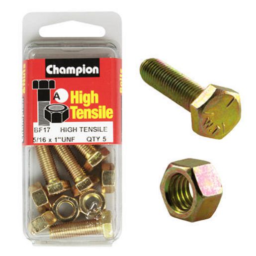 Champion Fully Threaded Set Screws and Nuts 1” x 5/16 BF17 Screws and Nuts Champion