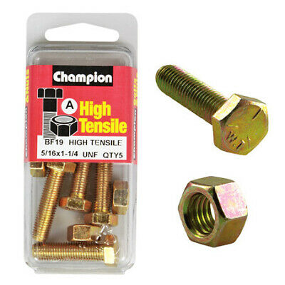 Champion Fully Threaded Set Screws and Nuts 1-1/4 x 5/16 BF19 Screws and Nuts Champion