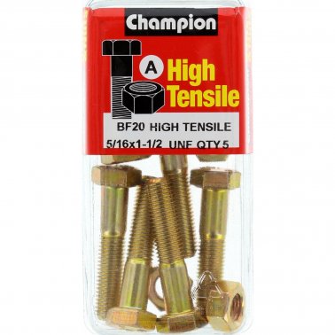 Champion Fully Threaded Set Screws and Nuts 1-1/2 x 5/16 BF20 Screws and Nuts Champion