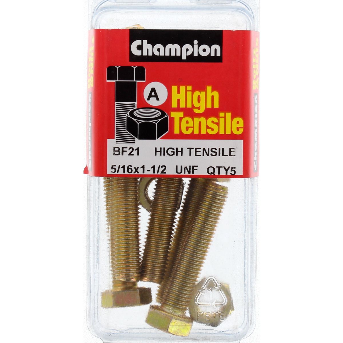 Champion Fully Threaded Set Screws and Nuts 1-1/2 x 5/16 BF21 Screws and Nuts Champion