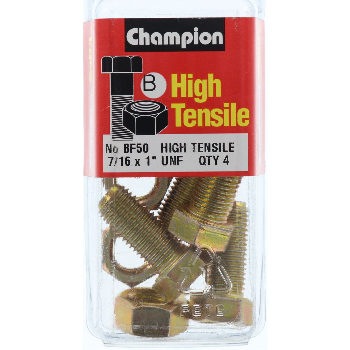 Champion Fully Threaded Set Screws and Nuts 1” x 7/16 BF50 Screws and Nuts Champion