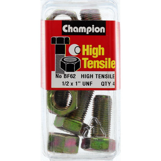 Champion Fully Threaded Set Screws and Nuts 1” x1/2 BF62 Screws and Nuts Champion