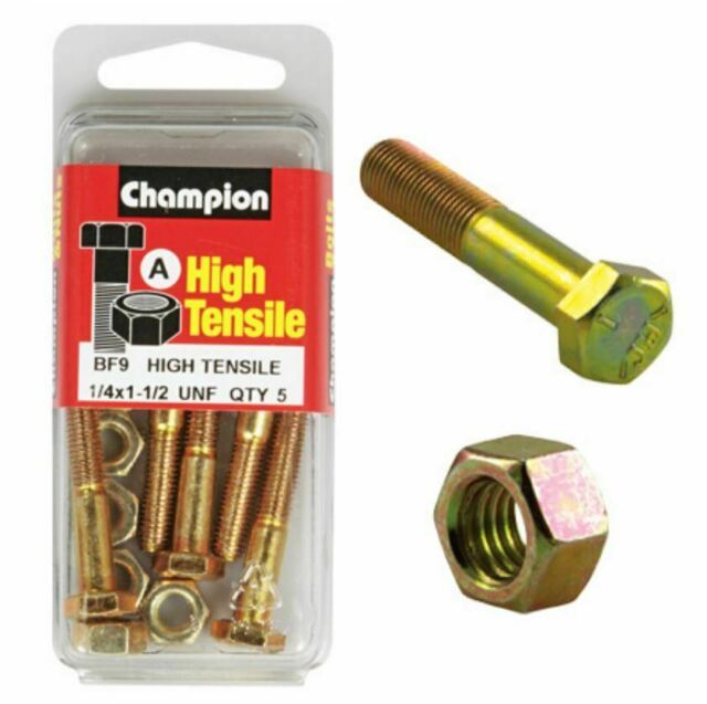 Champion Fully Threaded Set Screws and Nuts 1-1/2 x 1/4 BF9 Screws and Nuts Champion