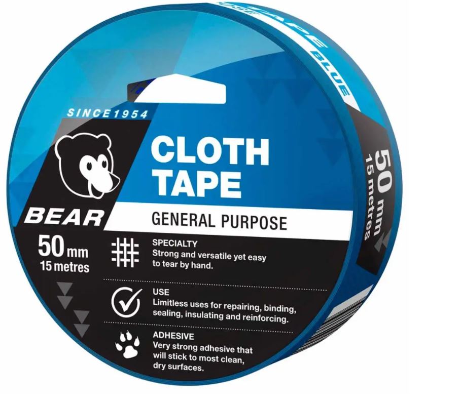 Bear General Purpose Cloth Tape 50mm X 15m Assorted Colours tape Bear