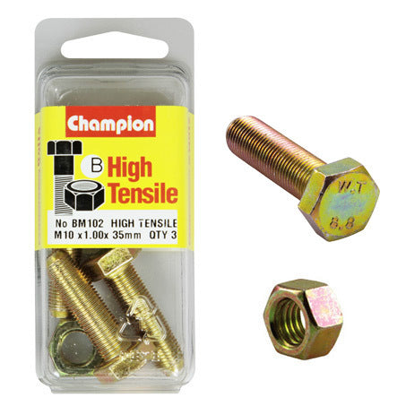 Champion Hex Set Screws and Nuts M10 x 35x 1.0 mm- BM102 Screws and Nuts Champion