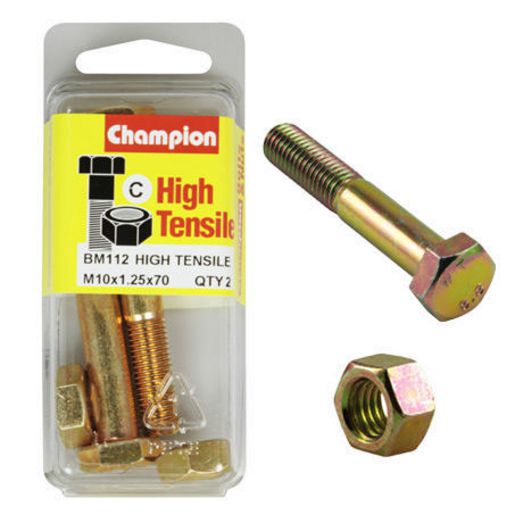 Champion Fully Threaded Set Screws and Nuts 10 x 70x 1.25 mm- BM112 Screws and Nuts Champion