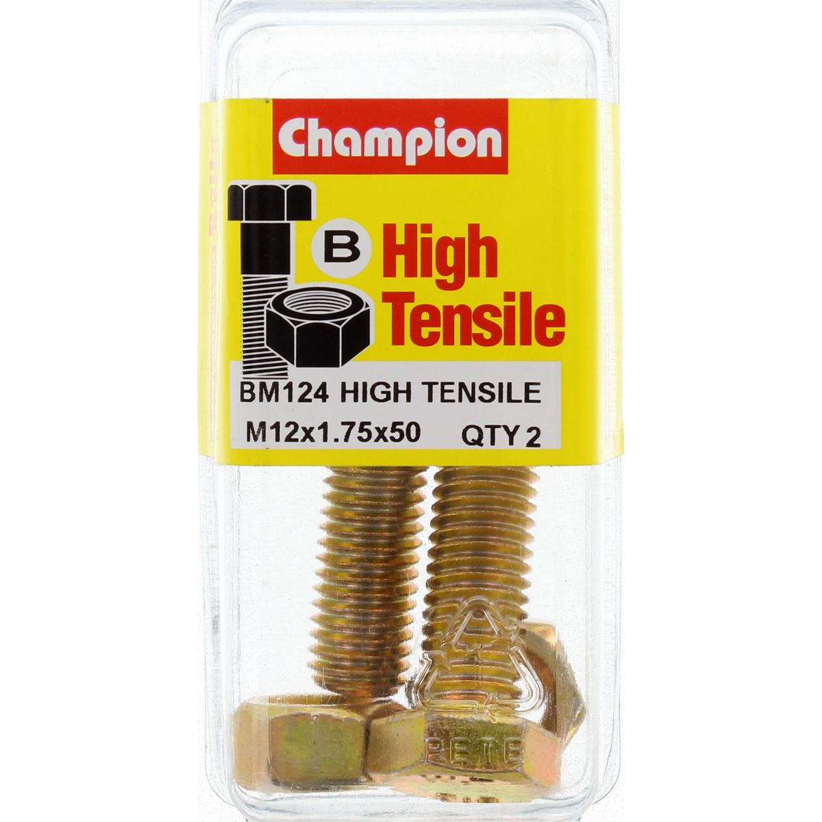 Champion Fully Threaded Set Screws and Nuts 12 x 50 x 1.75 mm- BM124 Screws and Nuts Champion