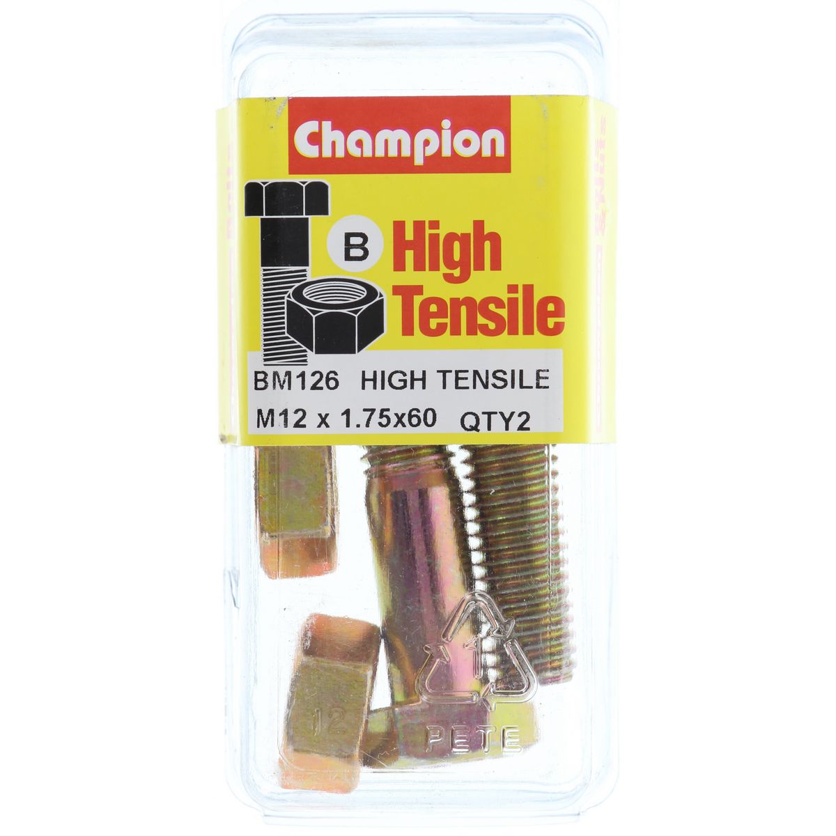 Champion Fully Threaded Set Screws and Nuts 12 x 60 x 1.75 mm- BM126 Screws and Nuts Champion