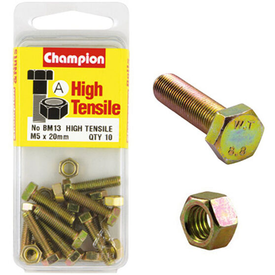 Champion Fully Threaded Set Screws and Nuts 5 x 20mm- BM13 Screws and Nuts Champion