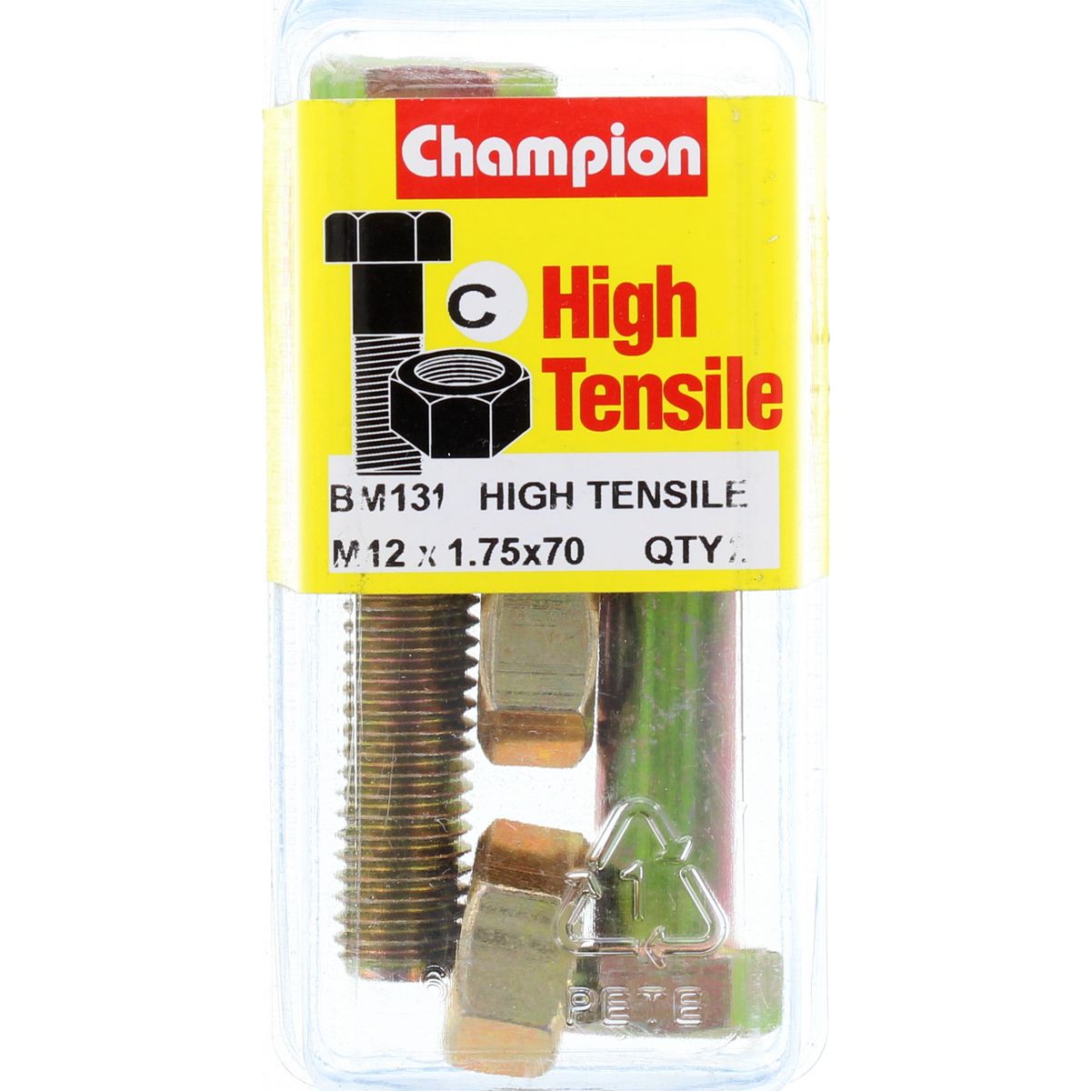 Champion Fully Threaded Set Screws and Nuts 12 x 70 x 1.75 mm- BM131 Screws and Nuts Champion