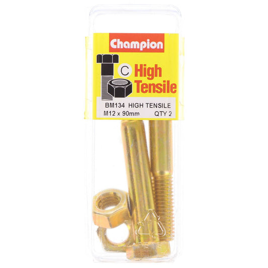 Champion Fully Threaded Set Screws and Nuts 12 x 90 x 1.75 mm- BM134 Screws and Nuts Champion