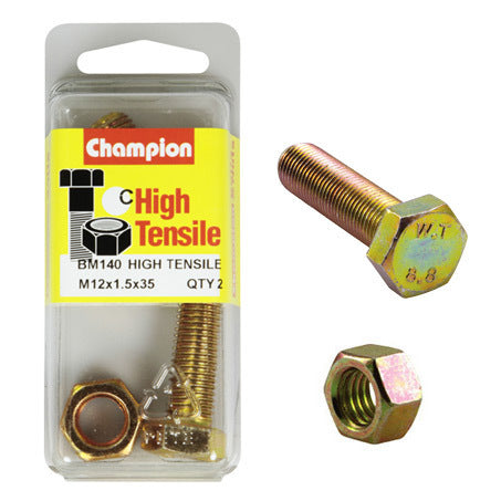 Champion Fully Threaded Set Screws and Nuts 12 x 35 x 1.5 mm- BM140 Screws and Nuts Champion