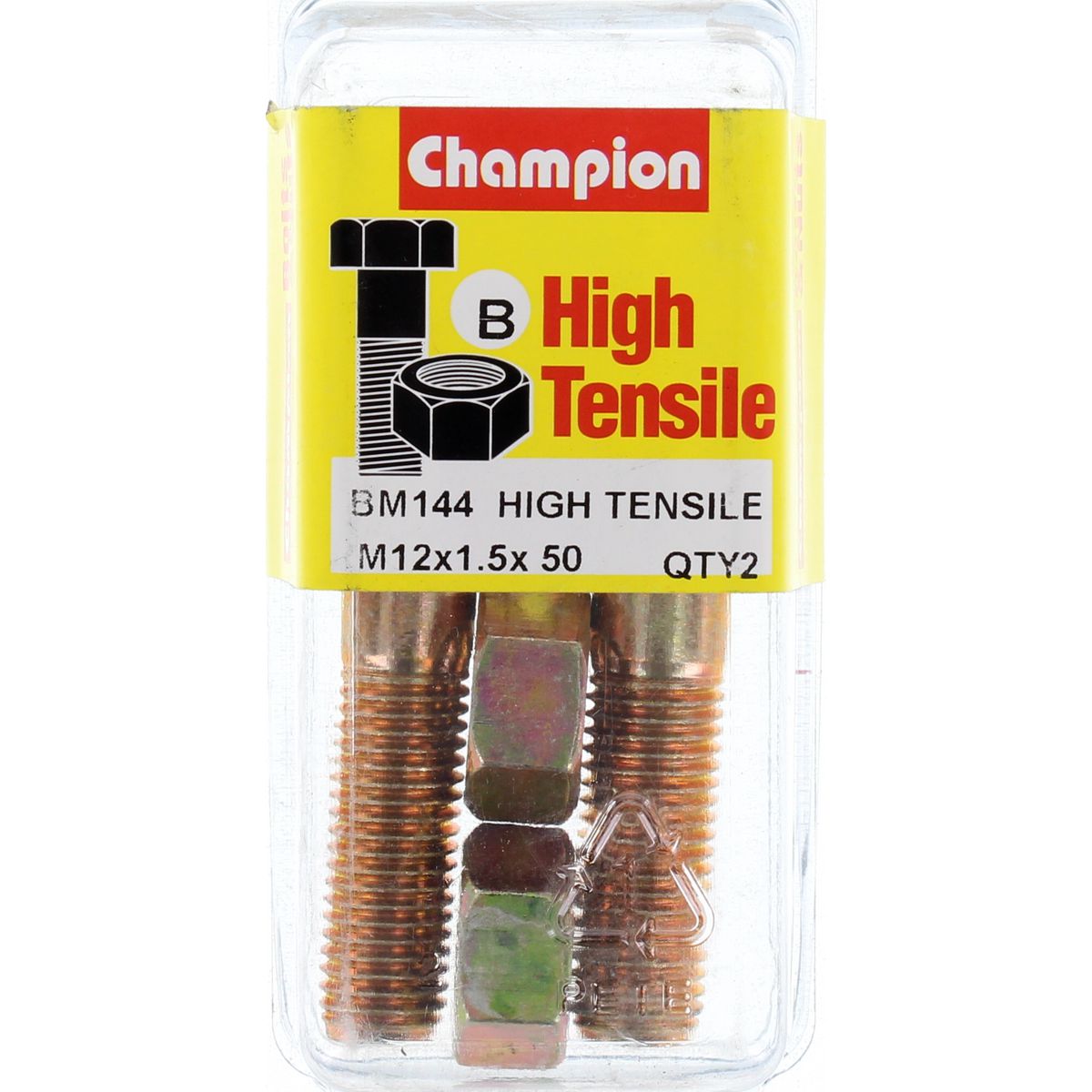 Champion Fully Threaded Set Screws and Nuts 12 x 50 x 1.5 mm- BM144 Screws and Nuts Champion